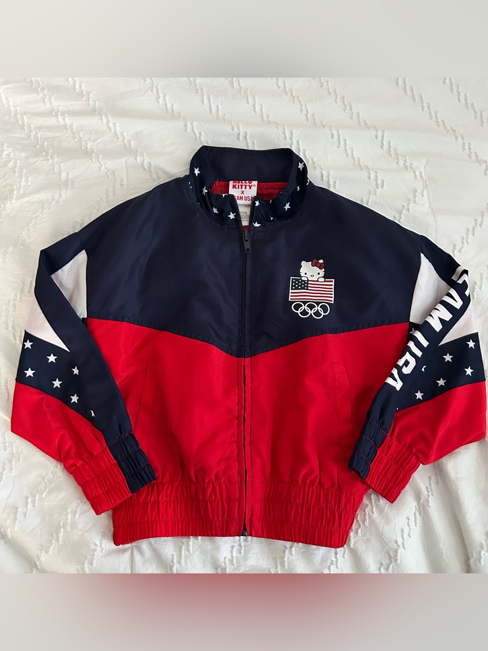 Hello Kitty x Team USA Youth Girls Track Jacket Windbreaker Olympics XS 4/5 NWOT